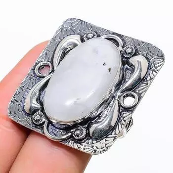 Подарочное кольцо из стерлингового серебра 925 пробы с натуральным радужным лунным камнем, размер 10 F9j76