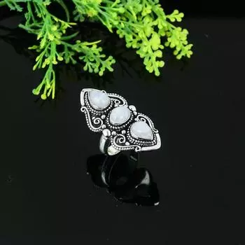 Подарочное кольцо из стерлингового серебра 925 пробы с натуральным радужным лунным камнем, размер 6 a8b75