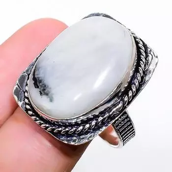 Подарочное кольцо из стерлингового серебра 925 пробы с натуральным радужным лунным камнем, размер 10 f3u50