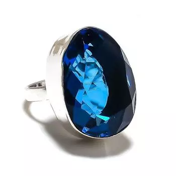 Подарочное кольцо из стерлингового серебра 925 пробы с натуральным лондонским голубым топазом, размер 7 e6i85