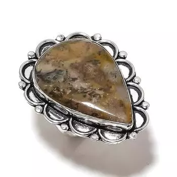 Подарочное кольцо из стерлингового серебра 925 пробы с натуральным ископаемым кораллом, размер 10,5 z4p37