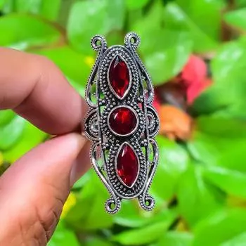 Подарочное кольцо из стерлингового серебра 925 пробы с натуральным мозамбикским гранатом, размер 6 t4S57