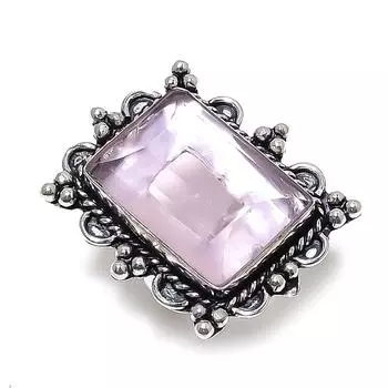 Подарочное кольцо из стерлингового серебра 925 пробы с натуральным розовым кунцитом ручной работы, размер 8 p3z52