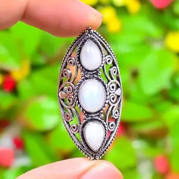 Подарочное кольцо из стерлингового серебра 925 пробы с натуральным радужным лунным камнем, размер 9 C7J73