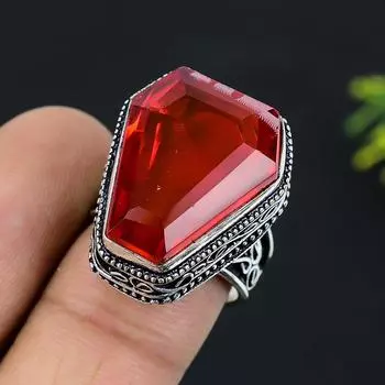 Подарочное кольцо из стерлингового серебра 925 пробы с натуральным мозамбикским гранатом, размер 8 F6e20
