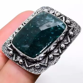 Подарочное кольцо из стерлингового серебра 925 пробы с натуральным индийским моховым агатом, размер 6 J5s26