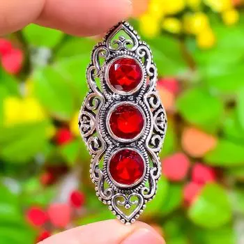 Подарочное кольцо из стерлингового серебра 925 пробы с натуральным мозамбикским гранатом, размер 11 o1G40
