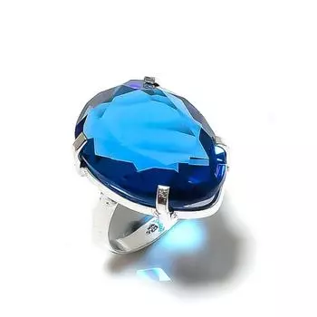 Подарочное кольцо из стерлингового серебра 925 пробы с натуральным швейцарским голубым топазом, размер 8,5 a9k86