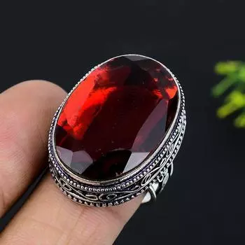 Подарочное кольцо из стерлингового серебра 925 пробы с натуральным мозамбикским гранатом, размер 10 m7K58