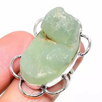 Подарочное кольцо из стерлингового серебра 925 пробы с натуральным аквамарином, грубый драгоценный камень, размер 6,5 M6Z82