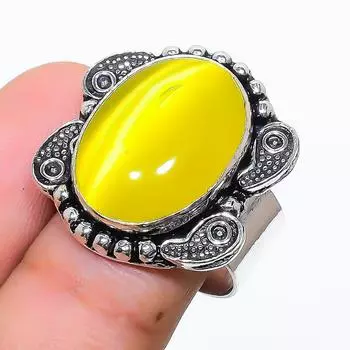 Подарочное кольцо из стерлингового серебра 925 пробы с натуральным желтым драгоценным камнем Monalisa, размер 6,5 B2j19