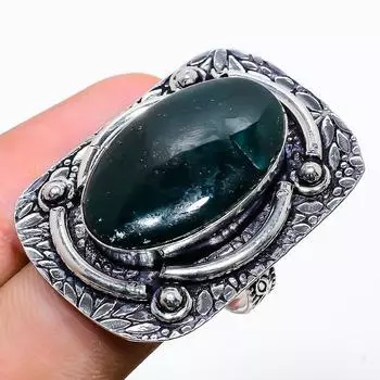 Подарочное кольцо из стерлингового серебра 925 пробы с натуральным индийским моховым агатом, размер 8 s3P62