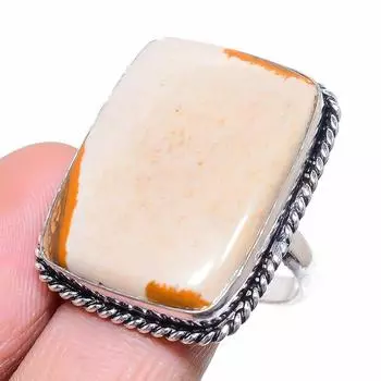 Подарочное кольцо из стерлингового серебра 925 пробы с натуральным изображением яшмы, размер 10 M0V99