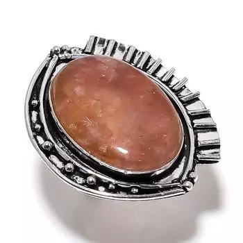 Подарочное кольцо из стерлингового серебра 925 пробы с натуральным клубничным кварцем, размер 9 B7r15