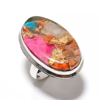 Подарочное кольцо из стерлингового серебра 925 пробы с натуральным колючим камнем-устрицей, размер 11,5 O7f92