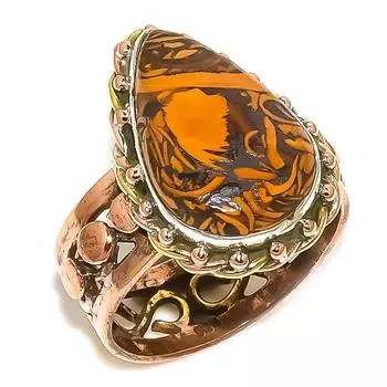 Подарочное кольцо из стерлингового серебра 925 пробы с натуральным драгоценным камнем Марьям Джаспер, двухцветное, S.9 C9M92