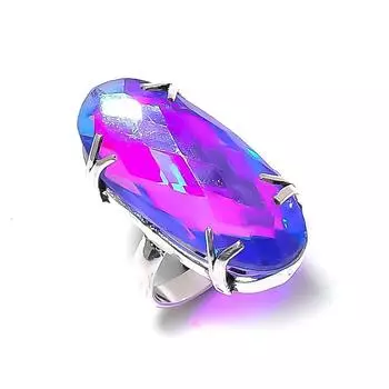 Подарочное кольцо из стерлингового серебра 925 пробы с натуральным мистическим топазом ручной работы, размер 9 t6H54