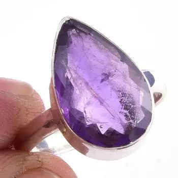 Подарочное кольцо из стерлингового серебра 925 пробы с натуральным африканским аметистом S.9 b6O21