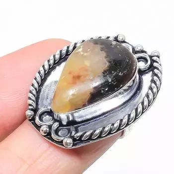 Подарочное кольцо из стерлингового серебра 925 пробы с натуральным камнем септериан, размер 5,5 l8A29