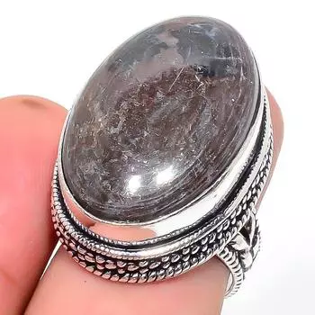 Подарочное кольцо из стерлингового серебра 925 пробы с природными трещинами ископаемого камня, размер 7 s9g08