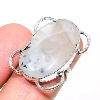 Подарочное кольцо из стерлингового серебра 925 пробы с натуральным радужным лунным камнем, размер 7 f5C78