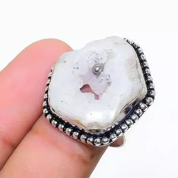 Подарочное кольцо из стерлингового серебра 925 пробы с натуральным белым солнечным кварцем, размер 6 Y3B49