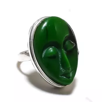 Подарочное кольцо из стерлингового серебра 925 пробы с натуральным зеленым бирюзовым камнем, размер 8,5 H0U73