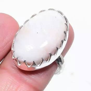 Подарочное кольцо из стерлингового серебра 925 пробы с натуральным оранжевым сколецитом, размер 8,5 S5S22