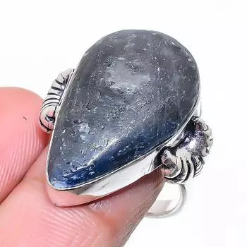 Подарочное кольцо из стерлингового серебра 925 пробы с натуральным неоновым синим апатитом, размер 7 Z4o16