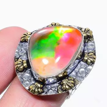 Подарочное кольцо из стерлингового серебра 925 пробы с натуральным стеклянным драгоценным камнем Dicorich, размер 8,5 p1f45