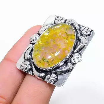 Подарочное кольцо из стерлингового серебра 925 пробы с натуральным кристаллом цвета морской волны, размер 8 p2Y85