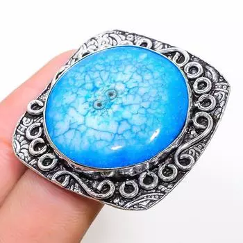 Подарочное кольцо из стерлингового серебра 925 пробы с натуральным синим солнечным кварцем, размер 10 b4S59