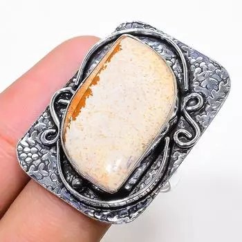 Подарочное кольцо из стерлингового серебра 925 пробы с натуральным изображением яшмы, размер 10 w5O41