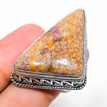 Подарочное кольцо из стерлингового серебра 925 пробы с натуральным призрачным глазом из яшмы, размер 6,5 B9q88