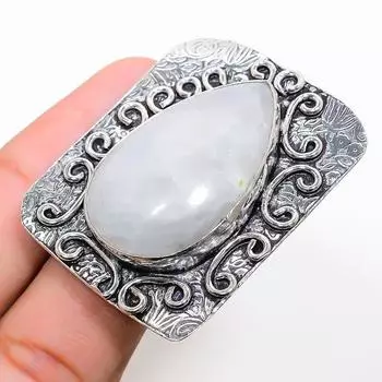 Подарочное кольцо из стерлингового серебра 925 пробы с натуральным радужным лунным камнем, размер 11 j5N46