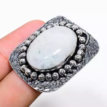 Подарочное кольцо из стерлингового серебра 925 пробы с натуральным радужным лунным камнем, размер 10 n0F97