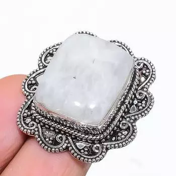 Подарочное кольцо из стерлингового серебра 925 пробы с натуральным радужным лунным камнем, размер 7,5 I8d42