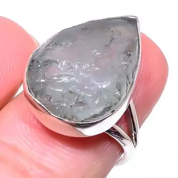 Подарочное кольцо из стерлингового серебра 925 пробы с натуральным аквамарином и грубым драгоценным камнем S.7 D3E42