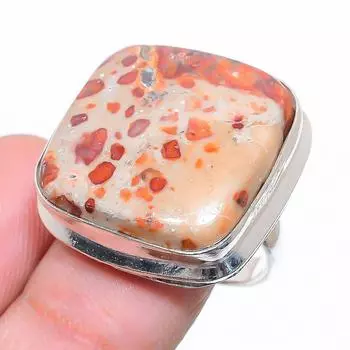 Подарочное кольцо из стерлингового серебра 925 пробы с натуральным астероидом Яшма, размер 6,5 a7z22