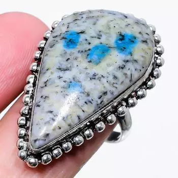 Подарочное кольцо из стерлингового серебра 925 пробы с натуральным синим азуритом K2, размер 10 V5p71