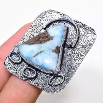 Подарочное кольцо из стерлингового серебра 925 пробы с драгоценным камнем Natural Republic Ларимар, размер 10 W8g81