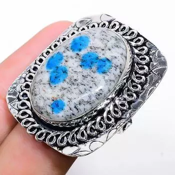 Подарочное кольцо из стерлингового серебра 925 пробы с натуральным синим азуритом K2, размер 9,5 b2E11