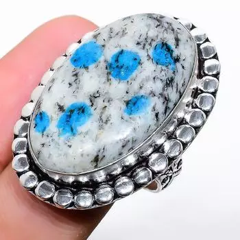 Подарочное кольцо из стерлингового серебра 925 пробы с натуральным синим азуритом K2, размер 8,5 Z0c46