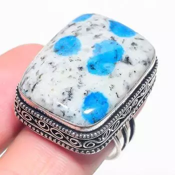 Подарочное кольцо из стерлингового серебра 925 пробы с натуральным синим азуритом K2, размер 8 W8Z10