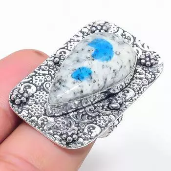 Подарочное кольцо из стерлингового серебра 925 пробы с натуральным синим азуритом K2, размер 8 Q2n78