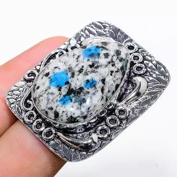 Подарочное кольцо из стерлингового серебра 925 пробы с натуральным синим азуритом K2, размер 7 c8z28