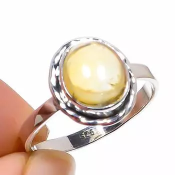 Подарочное кольцо ручной работы из чистого серебра 925 пробы с натуральным цитрином S.8 V1C06