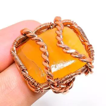 Подарочное кольцо ручной работы из медной проволоки с натуральным драгоценным камнем Сердолик, размер 8 i2r33