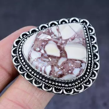 Подарочное кольцо ручной работы из натурального серебра 925 пробы с драгоценным камнем дикой лошади, размер 9,5 m8n24