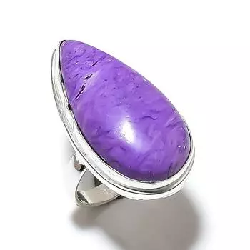 Подарочное кольцо ручной работы из стерлингового серебра 925 пробы с натуральным драгоценным камнем чароит, размер 8 Y3r04